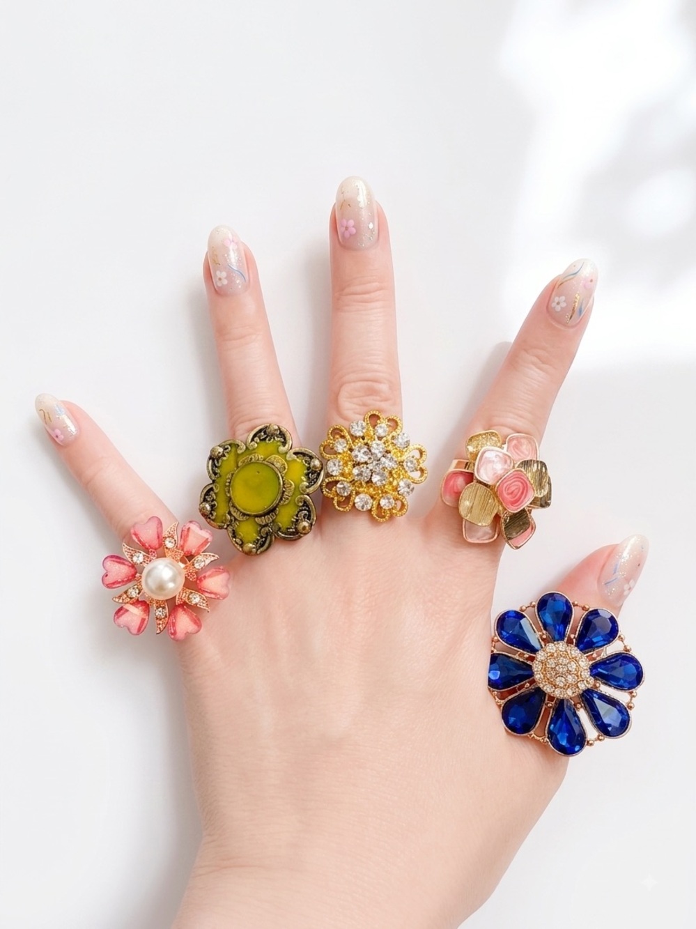 Vintage Adjustable Ring Set | Retro Statement Ring | Open Band Jewelry | Y2K